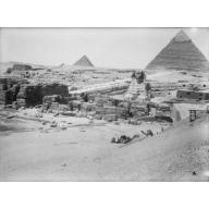 Site: Giza; View: Sphinx, Sphinx temple, Khafre valley temple